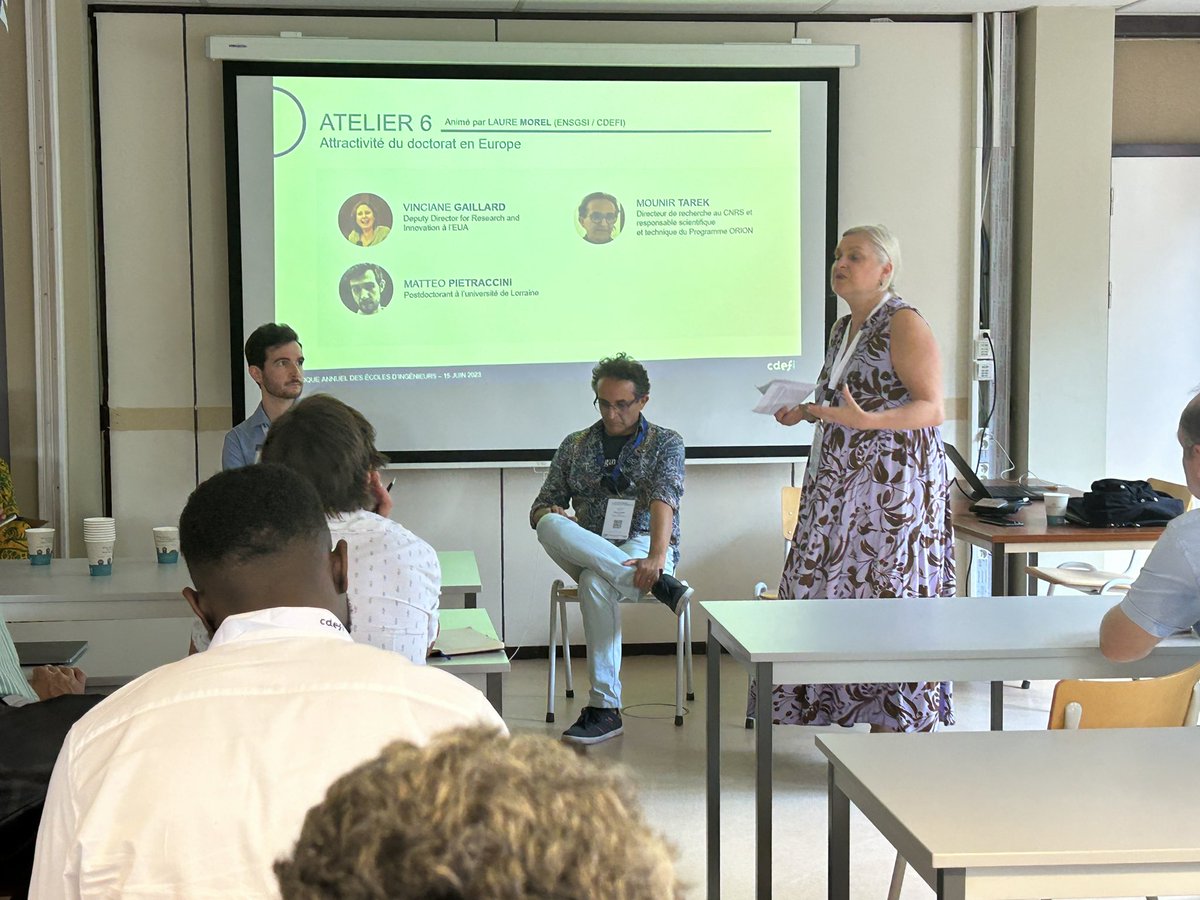 Cdefi's tweet photo. #ColloqueCDEFI2023

Atelier 6 : Attractivité du doctorat en Europe animé par @LaureMorel2, directrice de l’@ENSGSI et vice-présidente de la commission Recherche et innovation de la CDEFI. https://t.co/ovaWsTYQfK