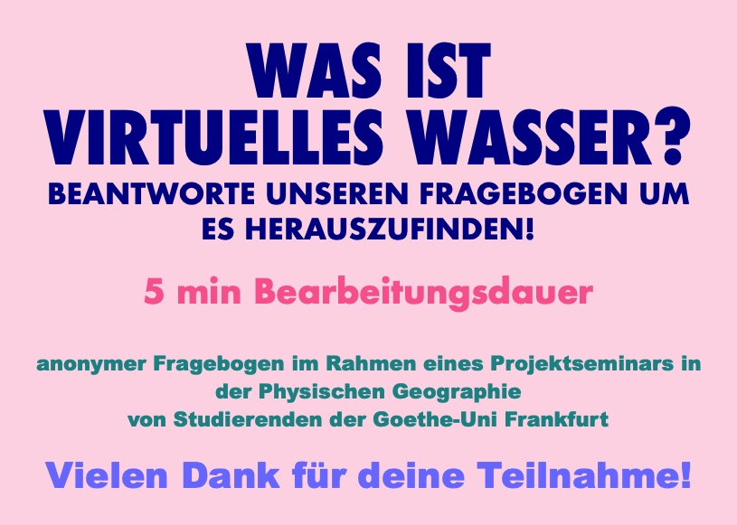 Robert Luetkemeier (@sci_bert) on Twitter photo Kurze Umfrage zur Rolle von #virtualwater in der Bekleidungsindustrie. Mit eurer Teilnahme unterstützt ihr das Forschungsprojekt von Studierenden der <a href="/goetheuni/">Goethe-Universität</a> Hier geht's zum Survey: docs.google.com/forms/d/e/1FAI… Kurze Umfrage zur Rolle von #virtualwater in der Bekleidungsindustrie. Mit eurer Teilnahme unterstützt ihr das Forschungsprojekt von Studierenden der <a href="/goetheuni/">Goethe-Universität</a> Hier geht's zum Survey: docs.google.com/forms/d/e/1FAI…