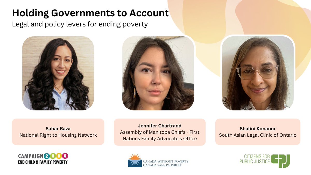 Join us today at 12 PM EST for the second roundtable discussion 'Holding governments to account: legal and policy levers for ending poverty.' You won't want to miss this incredible line-up of panelists! #endpoverty #Agenda2030 @SALCOntario @SaharSRaza @FNFAOMB @R2HNetwork