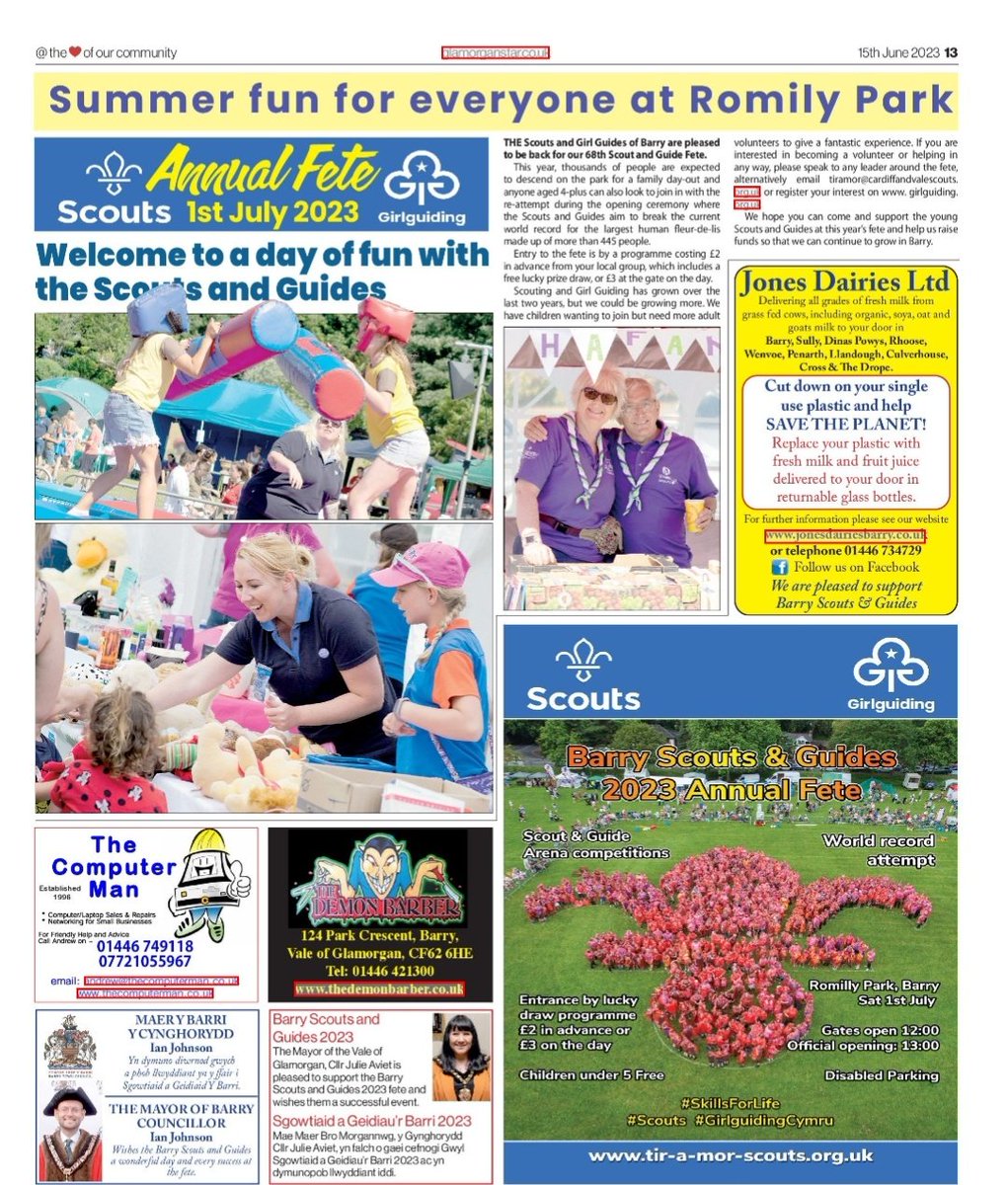 Barry Scouts&Guides (@barryfete) on Twitter photo Have you got your programme yet?
Annual Scout and Guide fete.
Sat 1st July, Romilly Park, Barry
See us in this week's <a href="/GlamorganStar/">๐๐น๐ฎ๐บ๐ผ๐ฟ๐ด๐ฎ๐ป ๐ฆ๐๐ฎ๐ฟ ๐ป๐ฒ๐๐๐ฝ๐ฎ๐ฝ๐ฒ๐ฟ</a> paper. Have you got your programme yet?
Annual Scout and Guide fete.
Sat 1st July, Romilly Park, Barry
See us in this week's <a href="/GlamorganStar/">๐๐น๐ฎ๐บ๐ผ๐ฟ๐ด๐ฎ๐ป ๐ฆ๐๐ฎ๐ฟ ๐ป๐ฒ๐๐๐ฝ๐ฎ๐ฝ๐ฒ๐ฟ</a> paper.