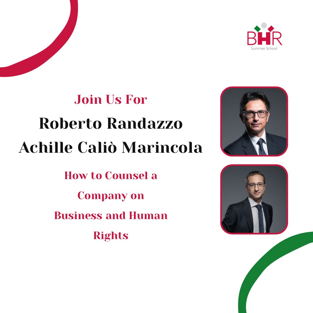 We end our day by welcoming <a href="/RobertoRandazz4/">Roberto Randazzo</a> and #Achillecaliomarincola that will host a panel on how to counsel a company on human rights and business

#BHRSummerSchool2023
#Day3
#counsellingonBHR

<a href="/Legance_AA/">Legance</a>