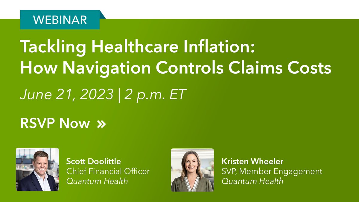 Join Quantum Health CFO Scott Doolittle and SVP of Member Engagement Kristen Wheeler as they discuss proven strategies that rein in the cost of care and push back against healthcare inflation. #HealthcareCosts #HealthcareNavigation

Register now 👉 hubs.ly/Q01TGp1q0.