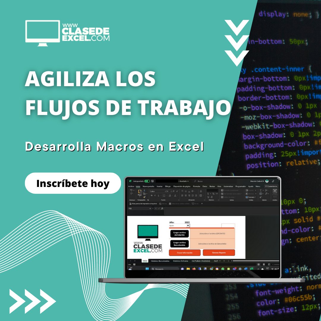 clasedeexcel's tweet image. 💻Con Macros en Excel puedes agilizar los flujos de trabajo mediante la automatización de tareas monótonas, repetitivas y rutinarias. ✅
💡Aprendes programación con Visual Basic. Puedes dedicarle el tiempo a lo verdaderamente importante. 🌟
#Excel #ClasedeExcel #MacrosEnExcel