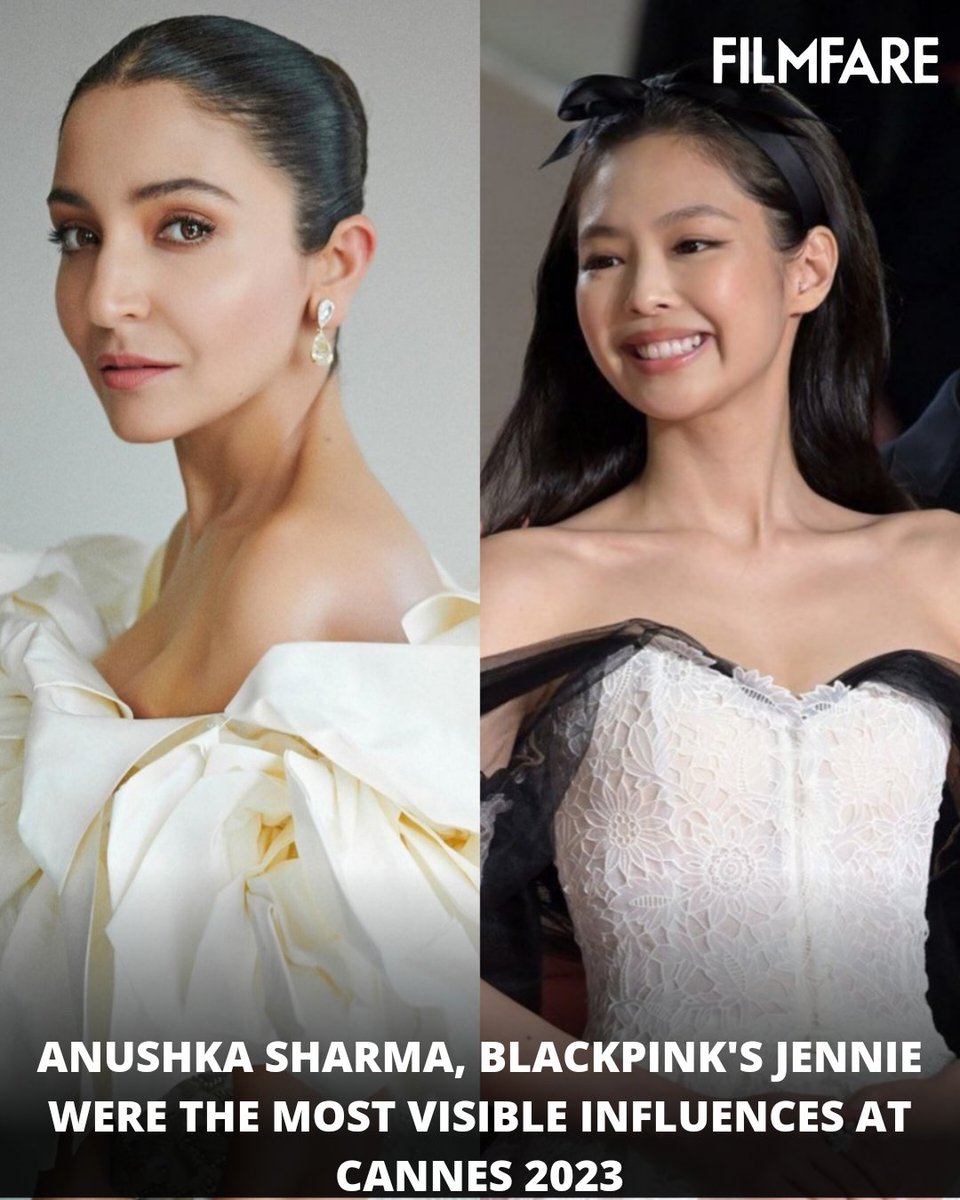 As per reports, #AnushkaSharma and #BLACKPINK member #Jennie made a remarkable impression as the most influential personalities at the #CannesFilmFestival2023. ✨
