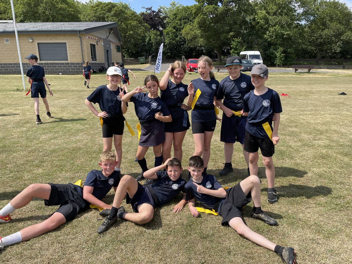 AckworthHoward's tweet photo. Year 5/6 took part in the mixed rugby festival hosted by @FevRoversRLFC today. Both teams won games with our school finishing first and second. Excellent teamwork and skills on display, #howardPE #howardsport #tagrugby https://t.co/rnjmMAiIml