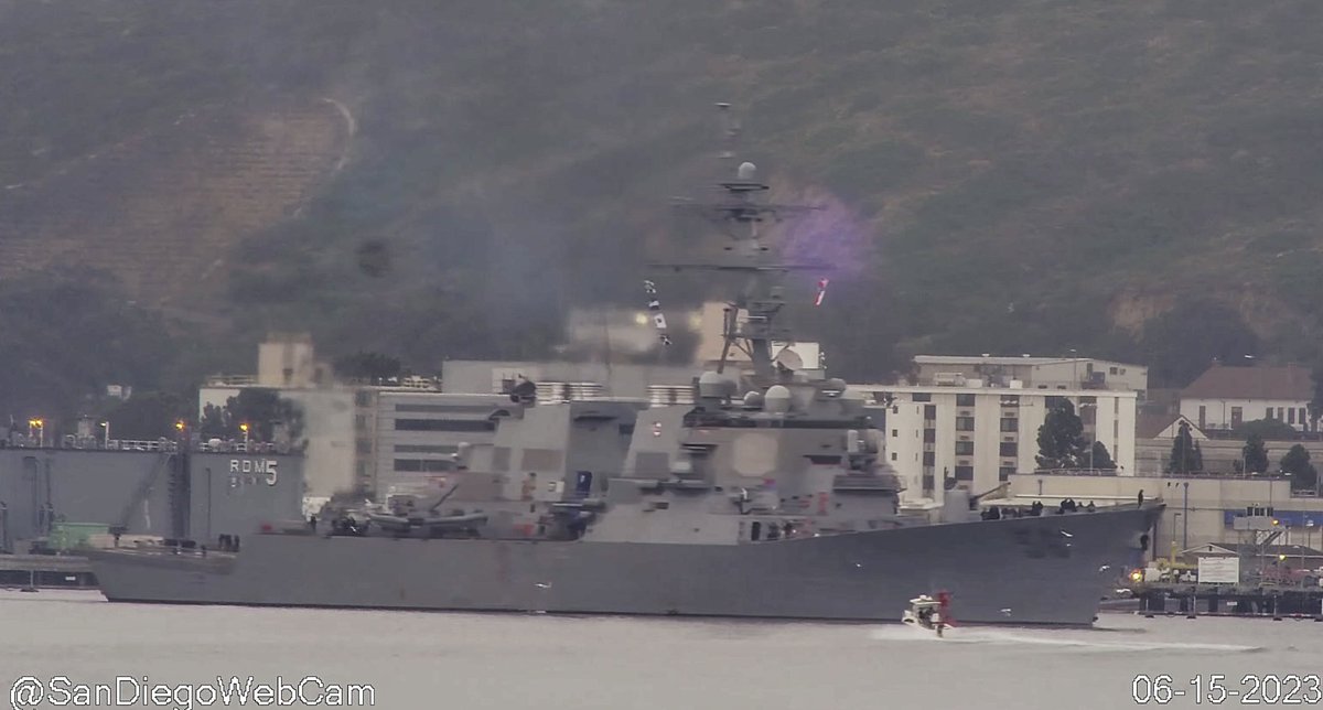 USS John S. McCain (DDG 56) Arleigh Burke-class Flight I guided missile destroyer coming into San Diego and heading to the fuel dock - June 15, 2023 #ussjohnsmccain #ddg56

SRC: webcam