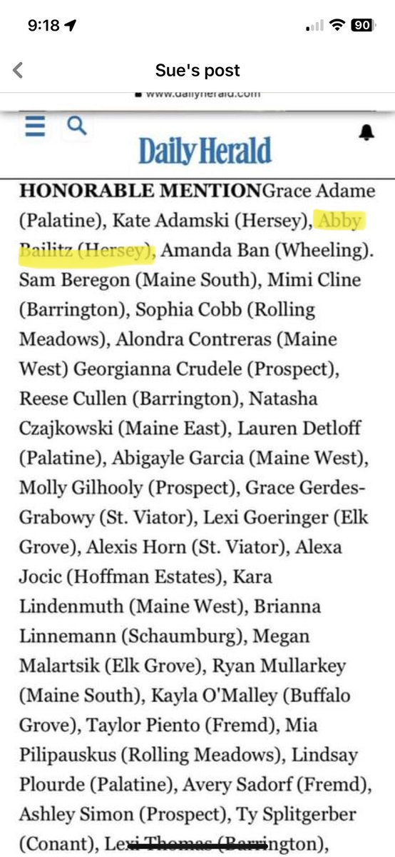 OPWindmills06's tweet photo. Congrats to @abby_bailitz27 on receiving an Honorable Mention to the Daily Herald Cook County All-Area Team!! https://t.co/cIpTcnR8m9