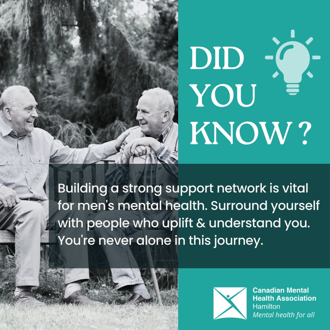 CMHAHamilton's tweet photo. Maintaining social connections is crucial for one's mental well-being. Acts such as active listening, empathy, and providing a listening ear can have a profound effect when supporting someone. #MensMentalHealthMonth #CMHAHamilton #Support #MentalHealthMatters https://t.co/pH87dBehSH