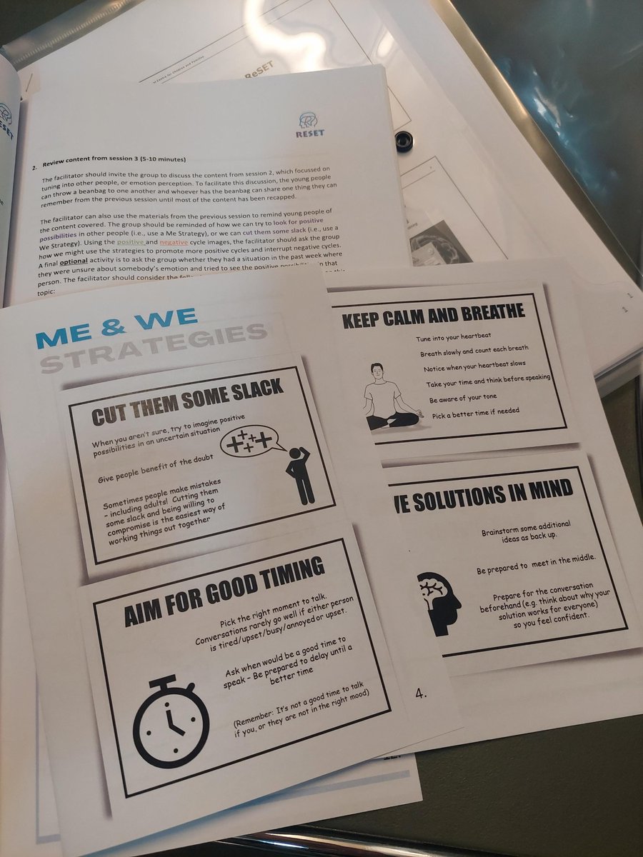 ReSET facilitator training Day 2: 

Today we are learning about 'ME' 🙍‍♀️ &amp; 'WE' 🧑‍🤝‍🧑 strategies. These are helpful for young people (and adults!) to navigate challenging situations and conversations to get a more positive outcome🫂