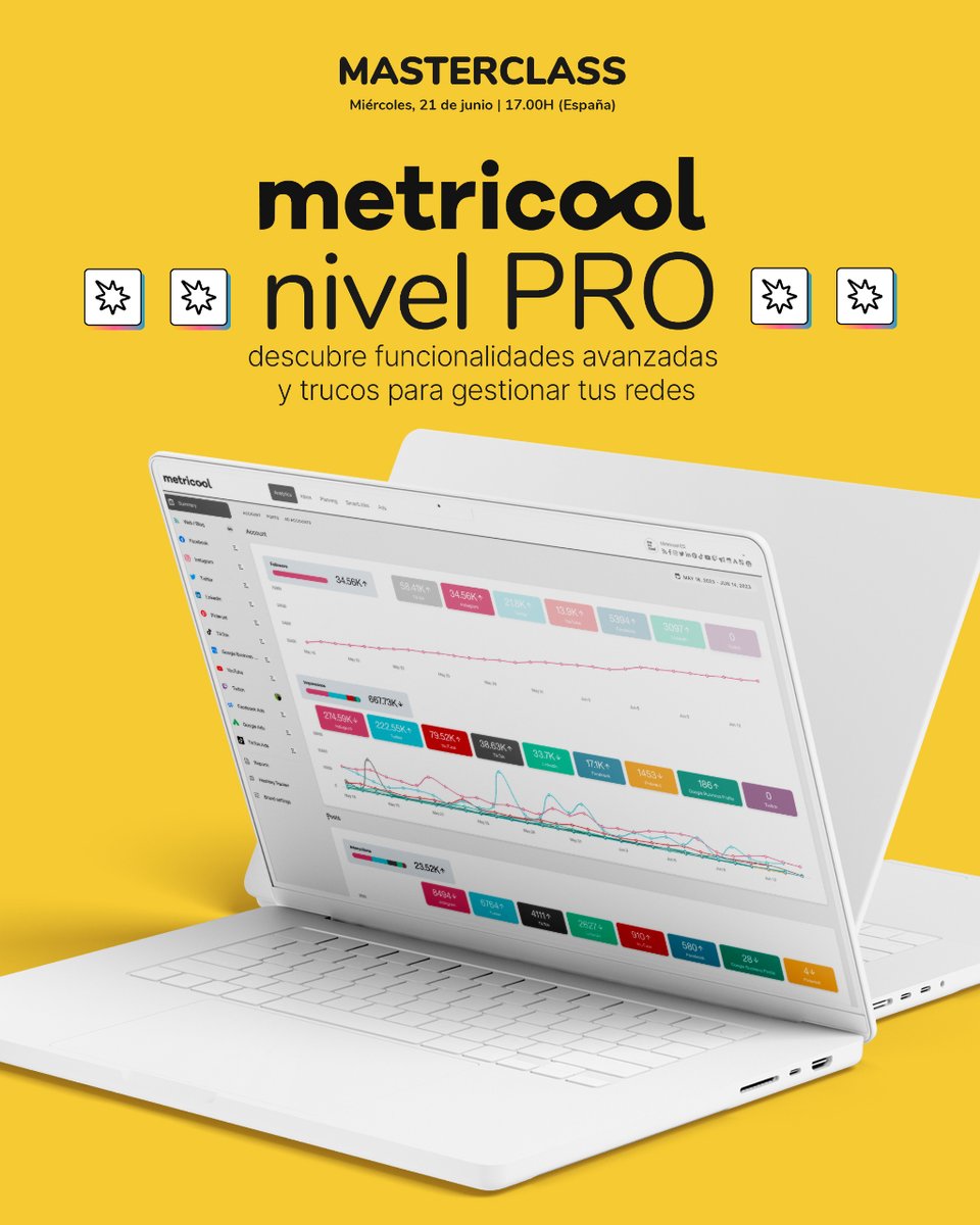 Metricool_es's tweet photo. 📢 PRÓXIMA MASTERCLASS 📢
Aprovecha al máximo las opciones de Metricool para optimizar tu trabajo y mejorar tus resultados en #redessociales. Conviértete en #MetricoolExpert.
📅 Miércoles 21 de junio
⏰ 17.00 h (ES)
Reserva tu sitio GRATIS. ⬇️
https://t.co/Ru9EG7fjQf https://t.co/6EYNPjrusN