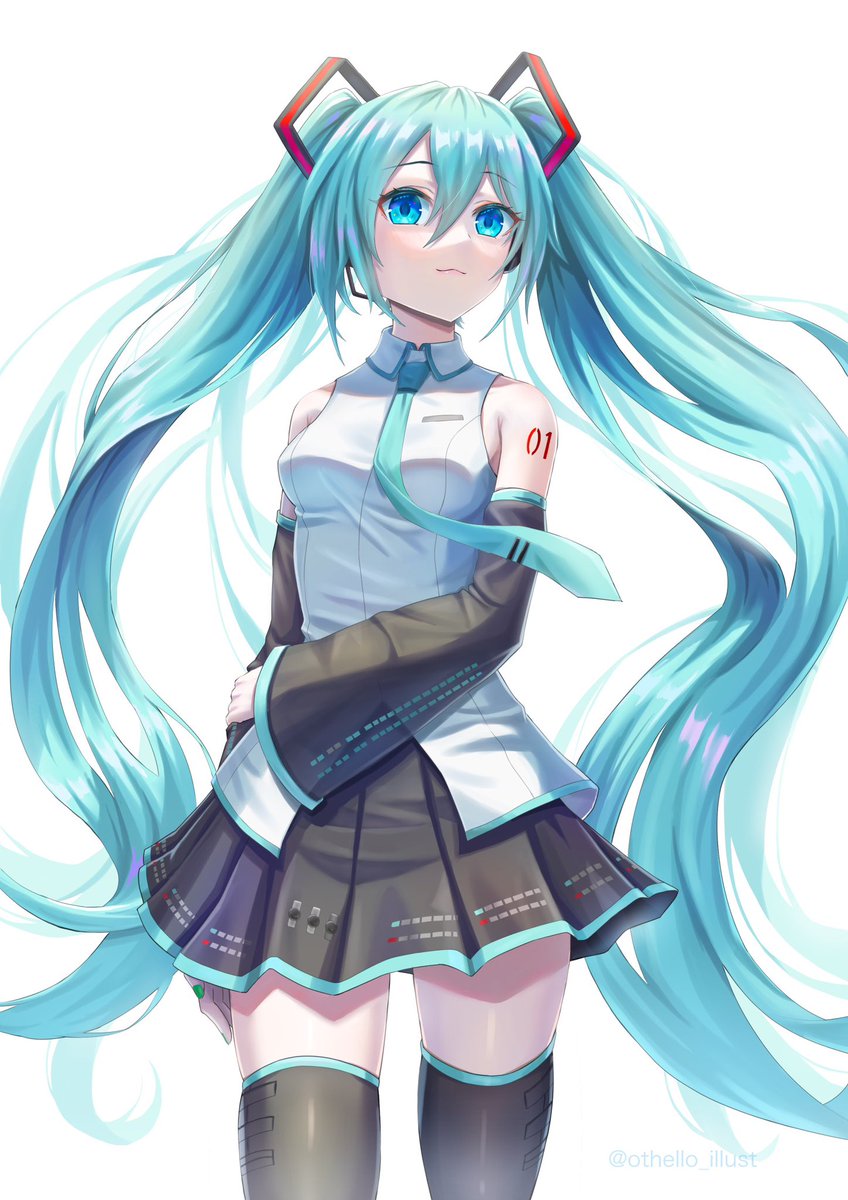 初音ミク 「#無言で立ち絵を貼るとフォロワーさんが増える」|おせろのイラスト