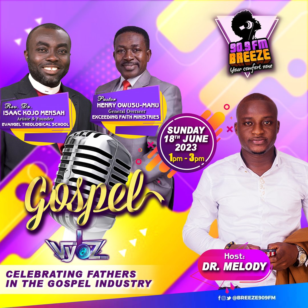Fasten your seat and get ready for another electrifying edition 🔥🔥🔥🙏
#Gospelvybz
#Breezefm
#Drmelody
#FathersdayEdition