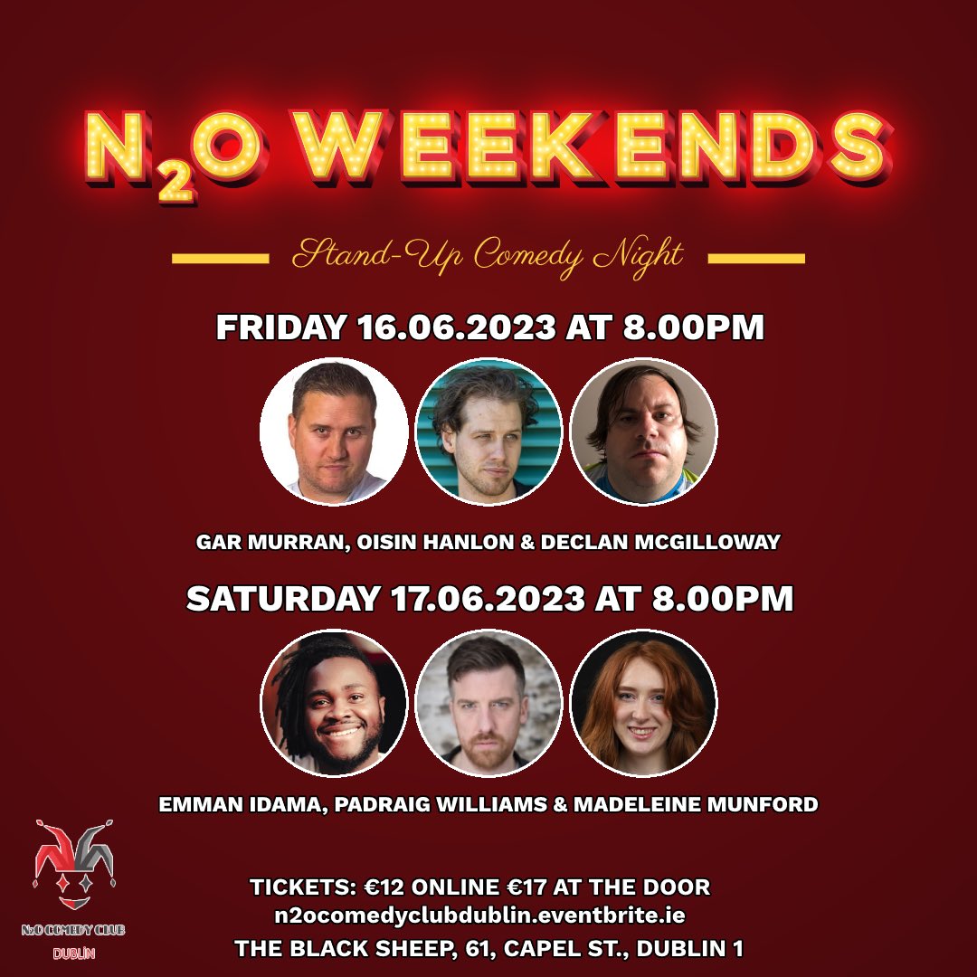 This Weekend (16.06 &amp; 17.06)!!!
2 hilarious line-ups to have you in stitches.
Pop over to <a href="/blacksheepdub/">Black Sheep</a> for some laughs and tasty craft beer!
Tickets 👉🏾 n2ocomedyclubdublin.eventbrite.ie

#dublin #DublinCity #Dublinevents #DublinIreland #Ireland #IrishComedy