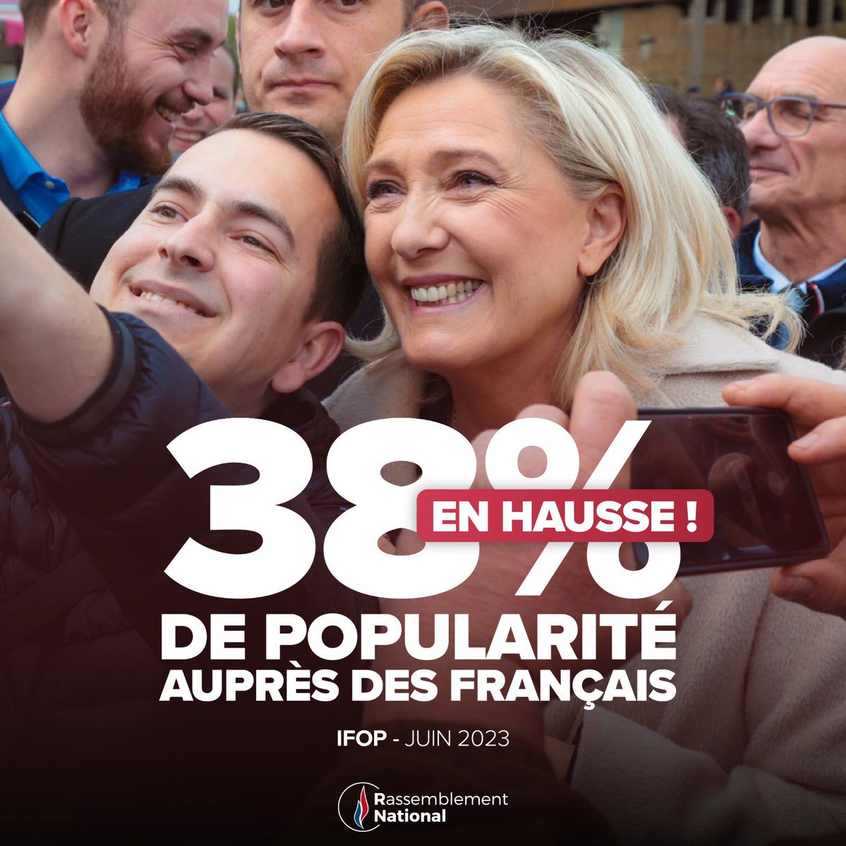 🔴 38% de popularité auprès des Français : la cote de Marine Le Pen ne cesse de monter, après les graves injures de la Première ministre 😉

Continuez à rejoindre la première force d’opposition au système Macron 👉🏻 adhesions-rn.fr