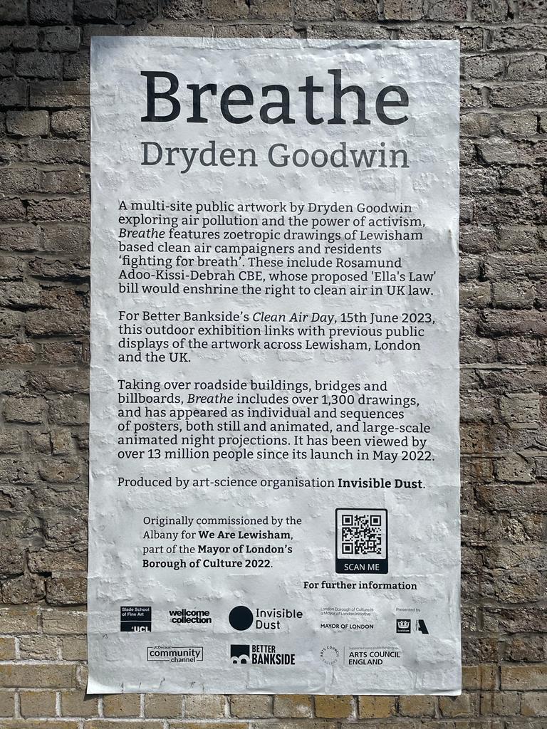 Look out for this amazing art installation by #DrydenGoodwin on Stoney St and Union St which is part of our Clean Air Day activity.

'Breathe' explores air pollution and the power of activism and features clean air campaigners and residents 'fighting for breath'. #cleanairday