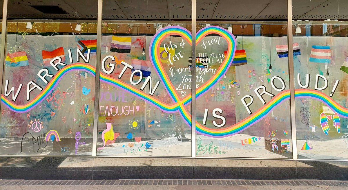 🌈 We love this window display @warringtonyouthzone has created as a preview for their upcoming exhibition at @castlefieldgall New Art Spaces: Warrington (the old M&amp;S).

It's part of the Warrington Pride programme and you can view it for free on Sat and Sun, 24 and 25 June ✌️