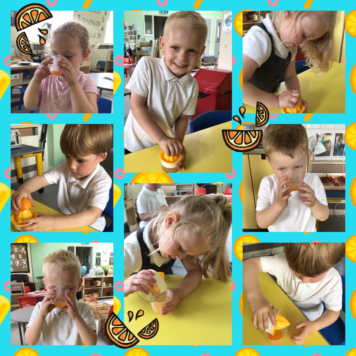 WGPS_2030's tweet photo. Making our own freshly squeezed orange juice to keep us refreshed on this lovely summer’s day 🍊🍊🍊🍊 https://t.co/cc6zC8fX18