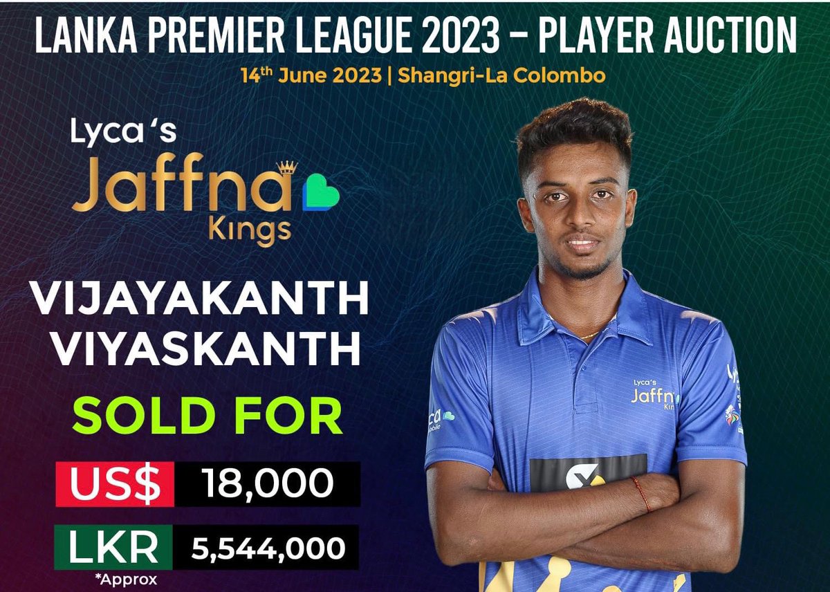 Jaffna Kings bought Viyaskanth for $18000
Watch video🎥👇
youtube.com/shorts/M__sfkU…

#LankaPremierLeague #jaffnakings
#viyaskanth