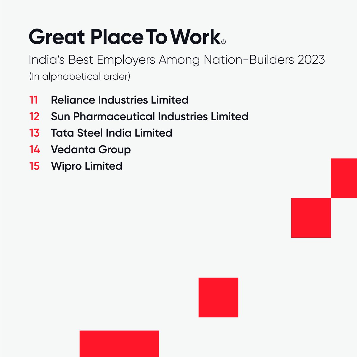GPTW_India's tweet image. Congratulations to the winners of India&apos;s Best Employers Among Nation-Builders 2023! 

#BestCompaniesToWorkFor2023 #EmployeeExperience #WorkplaceCulture