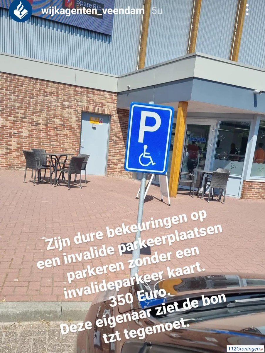350 euro boete voor parkeren op invalidenplek

112groningen.nl/358575/overig/…