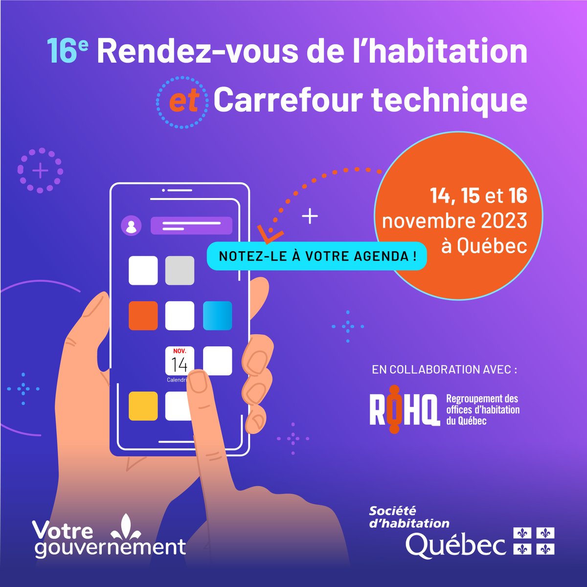 HabitationSHQ's tweet photo. Réservez les 14, 15 et 16 novembre à votre agenda!
Le 16e Rendez-vous de l’habitation sera suivi du Colloque des gestionnaires techniques de la SHQ et de l’Annuelle des inspecteurs techniques du @ROHQ qui fusionnent pour devenir le Carrefour technique.
Plus d'infos en septembre. https://t.co/bicgjUZR0H