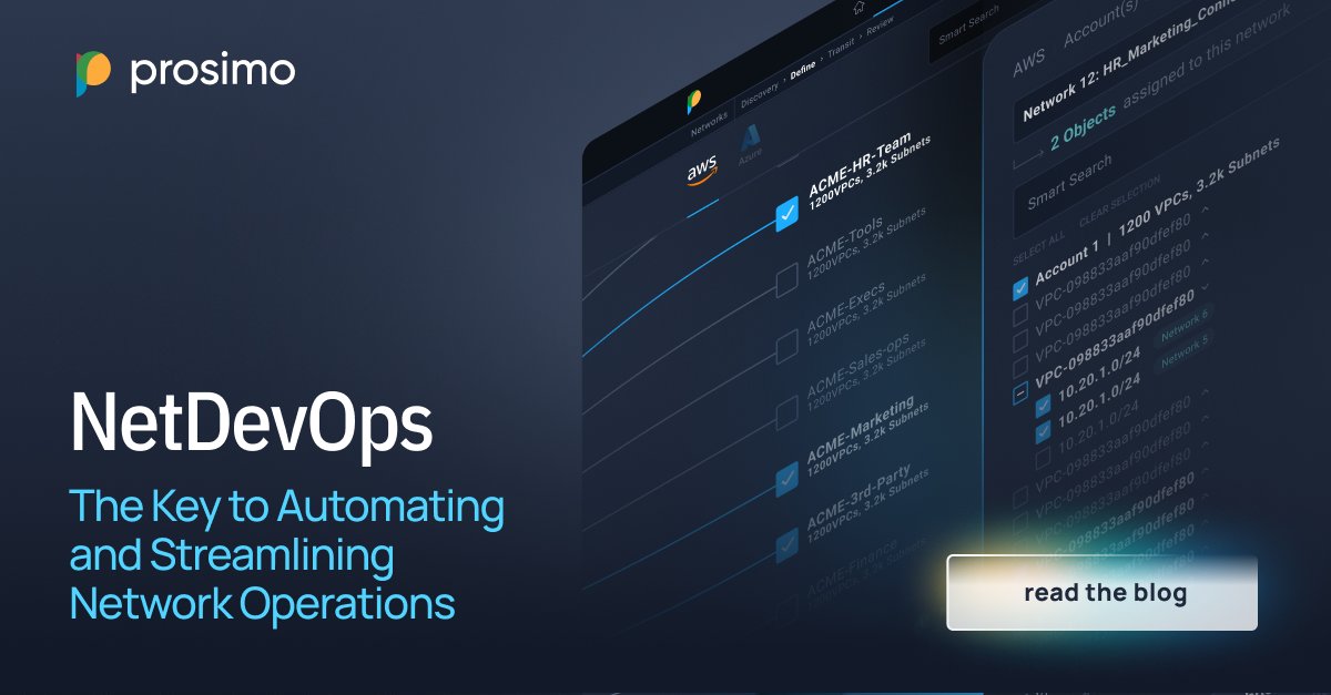 Benefits of #NetDevOps include:

📈 Improving #networksecurity
💯 Automating #security policies deployment 
👀 Real-time visibility into network activity
🙌 Detect &amp; respond to threats quickly

Learn how Prosimo's NetDevOps solution can help your biz: bit.ly/3DOHzrN
