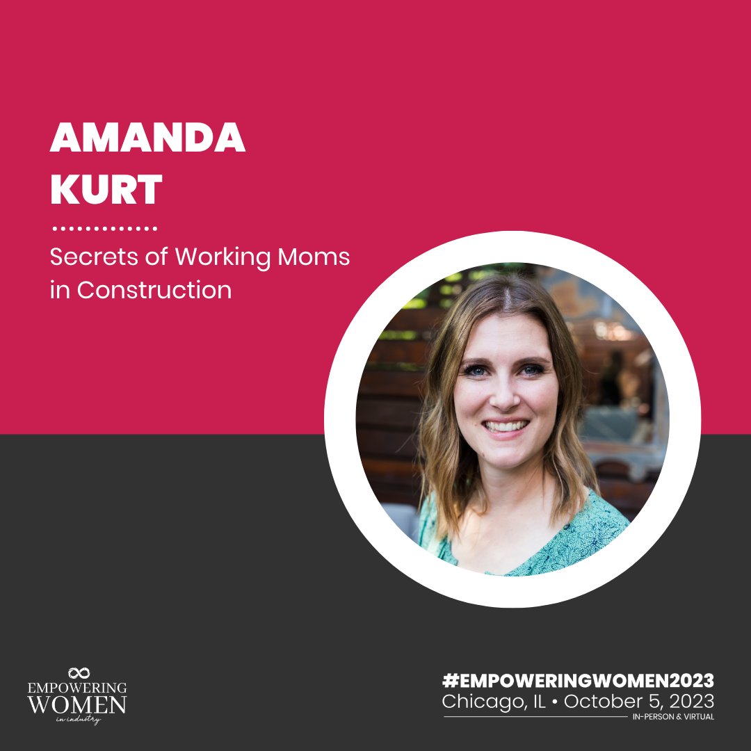 RT @womeninind We are excited to announce Amanda Kurt will be a presenter at #EmpoweringWomen2023. Amanda will be presenting 'Secrets of Working Moms in Construction.'

Learn more about Amanda+the other speakers: bit.ly/42pFiOa #WomenEmpoweringWomen #WomenInConstruction