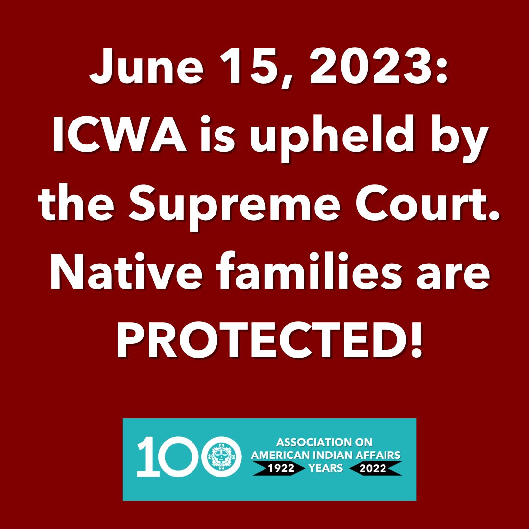 BREAKING NEWS: ICWA is upheld by the Supreme Court. Native families are PROTECTED!!! ❤️ 

#news #Native #NativeAmerican #Indigenous #ProtectICWA #supremecourt #win #upheld #ICWA #ChildrenBack #EverythingBack