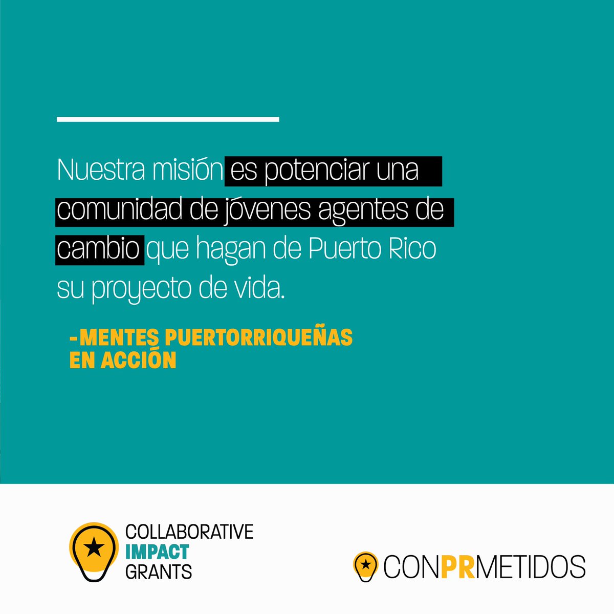 Este mes reconocemos la labor de Mentes Puertorriqueñas en Acción. ¡Es un honor colaborar con esta organización que genera experiencias de impacto para nuestros jóvenes! 

Lee la historia completa aquí: conprmetidos.org/latest-news/20…

#GranteeSpotlight #CIG #ConPRmetidos