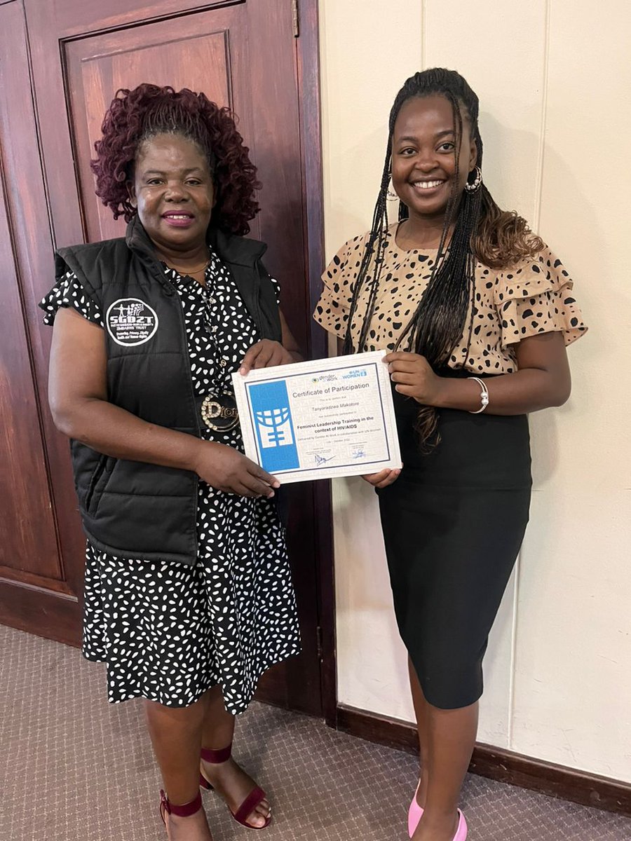 sgdzimtrust (@sgdzimtrust) on Twitter photo Congratulations to @Tanyaemkts for completing the Feminist Leadership Training in the context of HIV/AIDS delivered by Gender at Work in collaboration with UN Women. Proud of having been mentored by Chipiwa Mugabe.
<a href="/MugabeChipiwa/">chipiwa mugabe</a>.
<a href="/unwomenzw/">UN Women Zimbabwe</a>
<a href="/GenderatWork/">Gender at Work</a>
<a href="/PEPFAR/">PEPFAR</a>
<a href="/naczim/">NAC Zimbabwe</a> Congratulations to @Tanyaemkts for completing the Feminist Leadership Training in the context of HIV/AIDS delivered by Gender at Work in collaboration with UN Women. Proud of having been mentored by Chipiwa Mugabe.
<a href="/MugabeChipiwa/">chipiwa mugabe</a>.
<a href="/unwomenzw/">UN Women Zimbabwe</a>
<a href="/GenderatWork/">Gender at Work</a>
<a href="/PEPFAR/">PEPFAR</a>
<a href="/naczim/">NAC Zimbabwe</a>