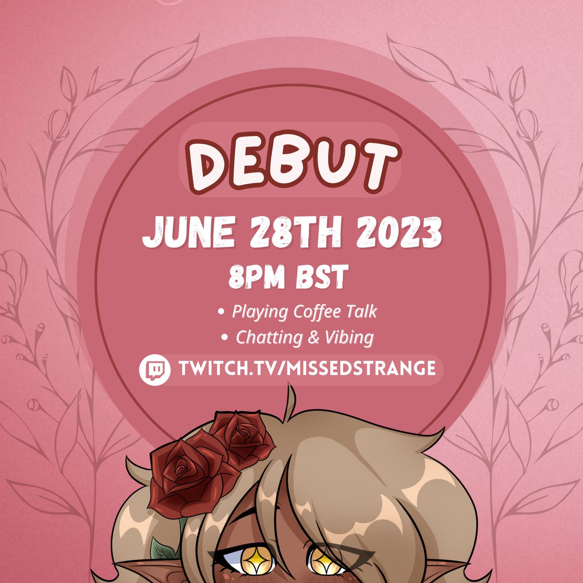 You're invited! 💌✨ 🕐I will be debuting on the 28th June @ 8PM BST 🎮☕️We'll be playing some Coffee Talk & vibing. Hope to see you there! twitch.tv/missedstrange ❤️🔁are appreciated~✨🙇‍♂️ [ #vtuber #VtuberDebut #VTuberUprising ]
