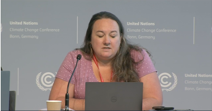 GFC_forests's tweet photo. "Nations must focus on providing finance for ambitious, participatory &amp; human rights-based climate action that effectively addresses the root of climate change. There is no more time for BAU, offsets &amp; carbon credits" @ciel_tweets @CLARA_Alliance 
#BonnConference
#FalseSolutions https://t.co/8iLR0kmVax