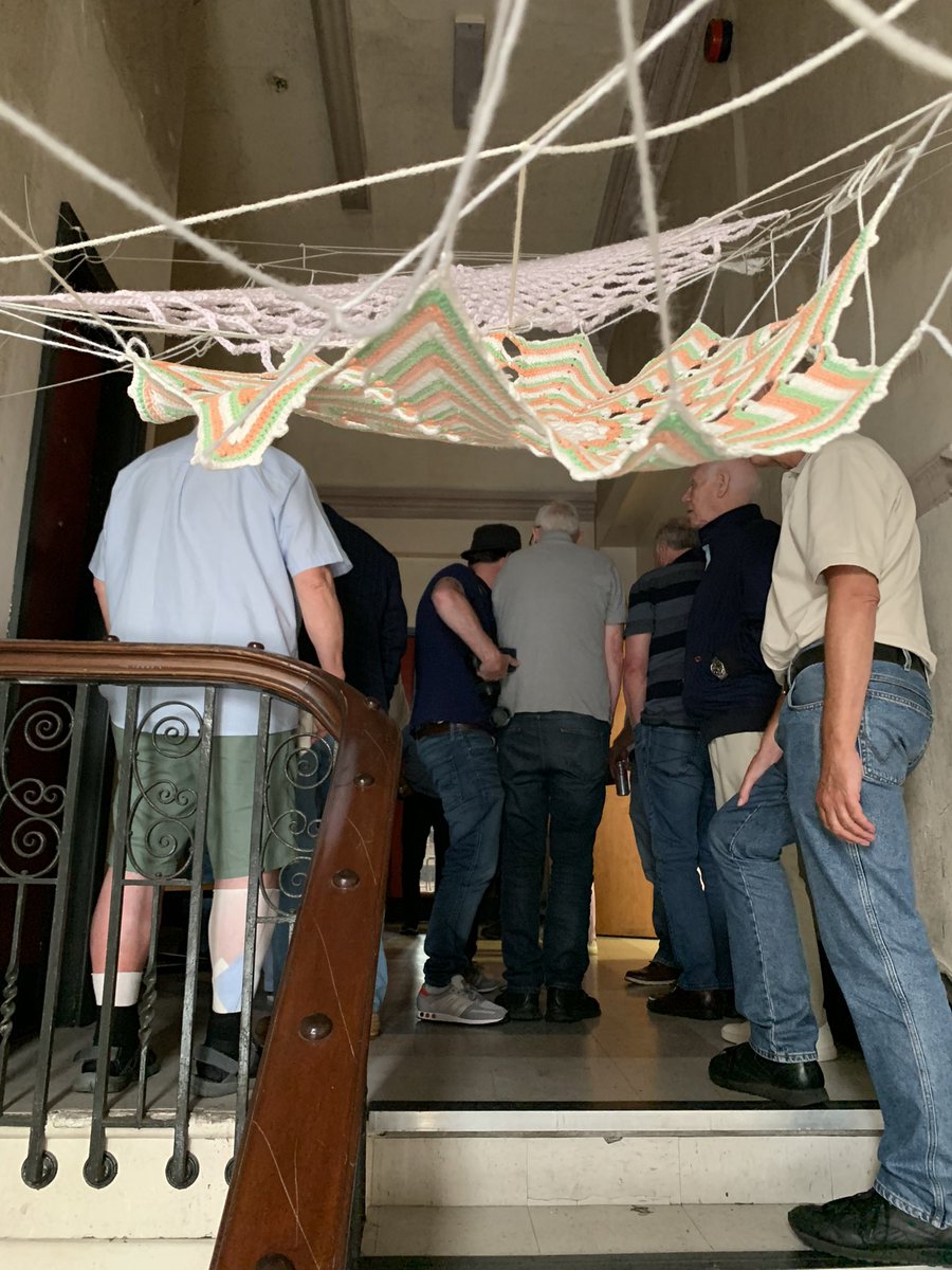 CarnegieOldpark's tweet photo. #ArachnesWeb hanging mysteriously over Shankill Historical Society visitors, as we prepare for #BackToLife https://t.co/gQsjOsRIUg