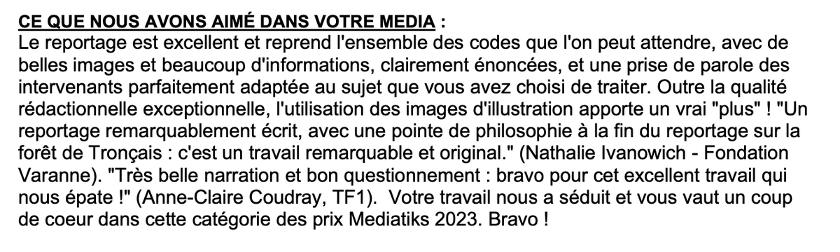 Péron TV (@tvperon) on Twitter photo Immense plaisir de lire des commentaires de l'acabit de ceux envoyés par le jury national de Médiatiks à la rédaction de Péron TV pour son coup de coeur du jury.
Merci <a href="/LeCLEMI/">CLEMI</a> <a href="/ACCoudray/">Anne-Claire Coudray</a> <a href="/NIVANOWICH/">Nathalie Ivanowich</a> <a href="/SergeBarbet/">Serge Barbet</a> <a href="/ThomasCUNY/">Thomas Cuny</a> Immense plaisir de lire des commentaires de l'acabit de ceux envoyés par le jury national de Médiatiks à la rédaction de Péron TV pour son coup de coeur du jury.
Merci <a href="/LeCLEMI/">CLEMI</a> <a href="/ACCoudray/">Anne-Claire Coudray</a> <a href="/NIVANOWICH/">Nathalie Ivanowich</a> <a href="/SergeBarbet/">Serge Barbet</a> <a href="/ThomasCUNY/">Thomas Cuny</a>