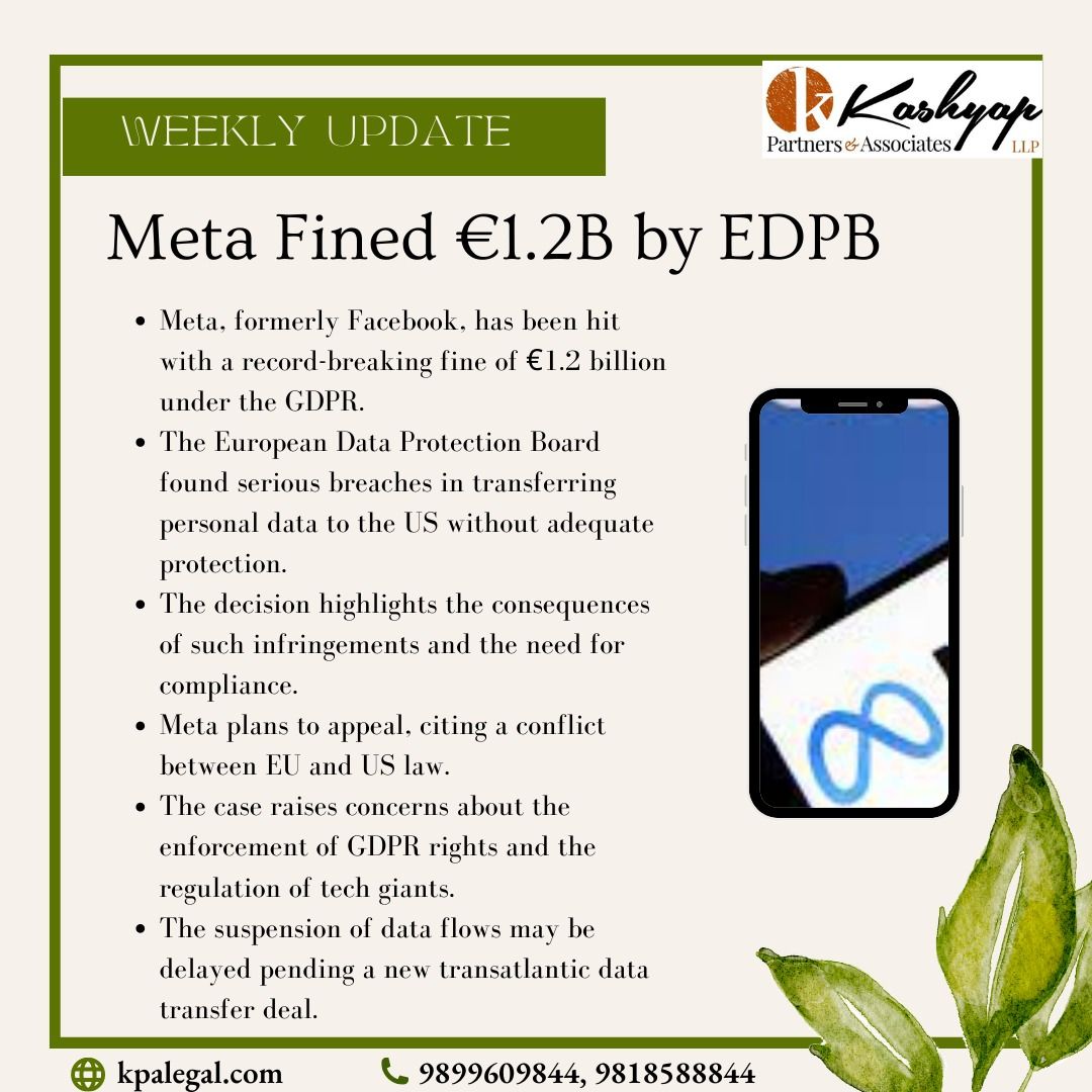 KashyapPartners's tweet photo. Meta, the parent company of Facebook, hit with a landmark €1.2 billion fine under GDPR regulations.
#BreakingNews #MetaFine #GDPR #DataPrivacy #DataProtection #EU #US #PrivacyLaws #TechGiants #MaxSchrems #SurveillanceReform #DataTransfer #Enforcement #Fine #Regulation https://t.co/joq3yrUDCj