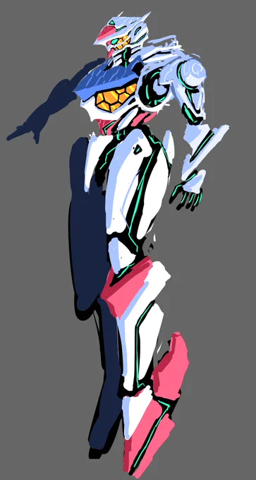 女性型ガンダムの進捗。実は前にも描いてたんですが毎回手足のデザインら辺でダメになるんですよね…