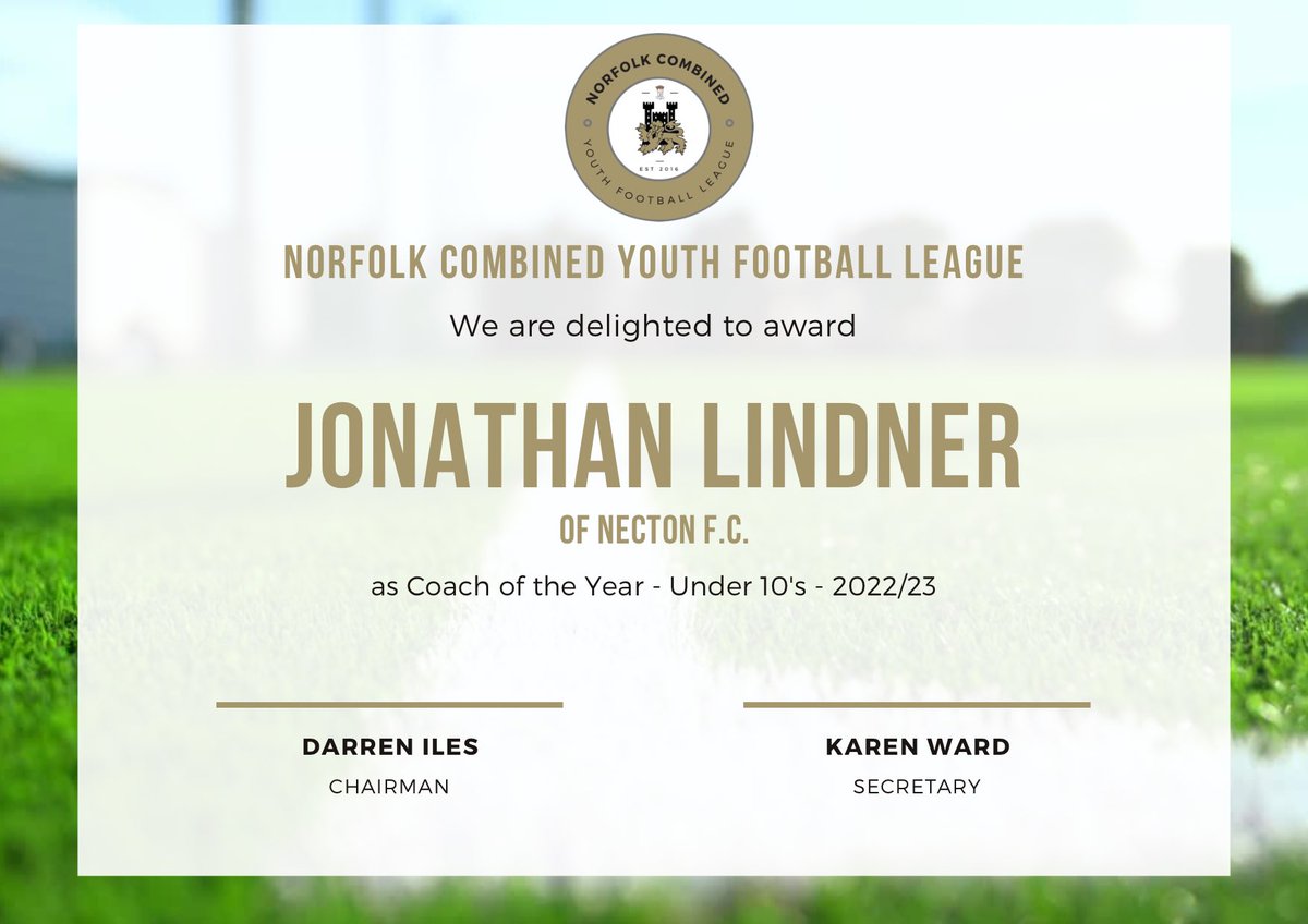 NorfolkCYFL's tweet photo. Starting with our mini soccer winners...
Under 7's - Rosanna Stone - @burevalleyyfc 
Under 8's - Jason Smith - @FCHockering 
Under 9's - Kayleigh Norman - @MADRAFC 
Under 10's - Jonathan Linder - @nectonfc1 

#norfolkfootball https://t.co/MMJZV4D1pJ