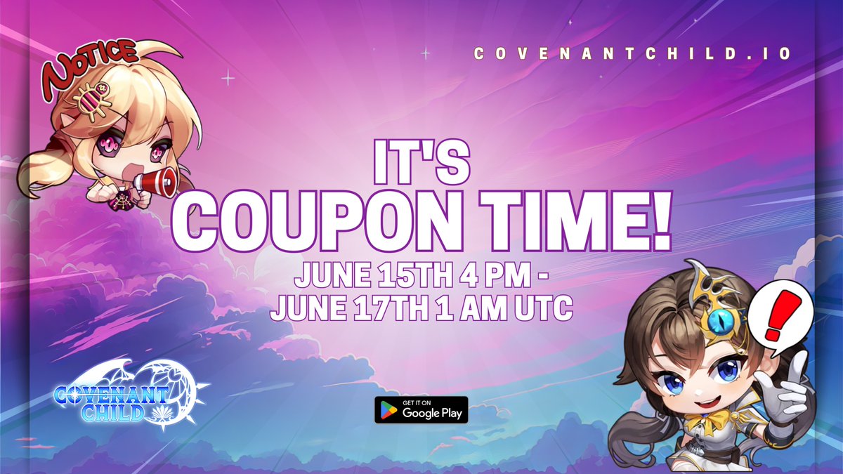 ⚔️ Event Announcement: It's COUPON TIME! ⚔️

📢 That's right, Champions - IT'S COUPON TIME! 🎟

🕒 Beginning in 5 hours and 30 minutes (4 PM UTC), we will unlock a coupon EVERY 3 HOURS! 🎉

🚨 There's a catch, though. 👀

📌 Each coupon WILL ONLY be able to be claimed for ONLY 3