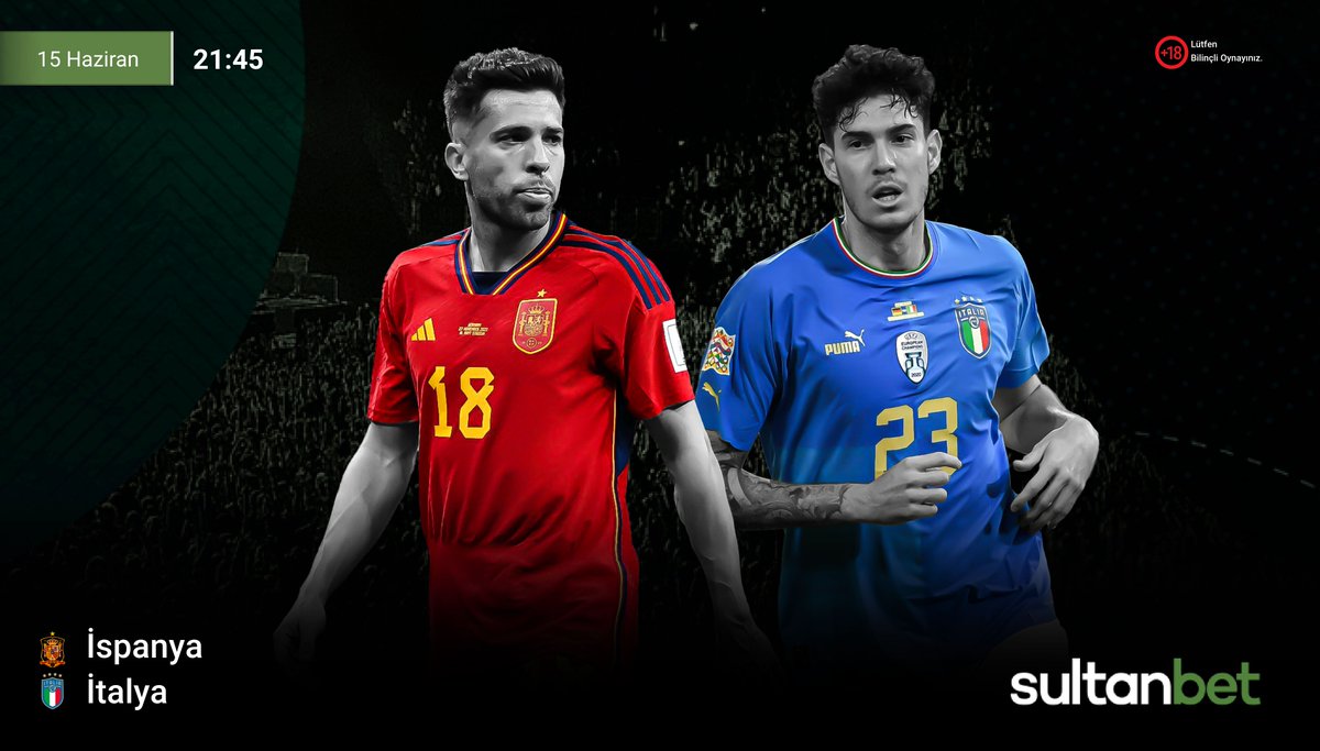 Günün Spor Oranı Sultanbet'te!⚽️

İspanya 🆚 İtalya
🗓️15.06.2023
⏰21:45

Güncel Giriş 🎯 bit.ly/sultanbetuyelik
Telegram🎯 t.me/SultanbetTR

#bahis #iddaa #sultanbetgiris #Persembe #spor #ispanya #italya #EURO2024