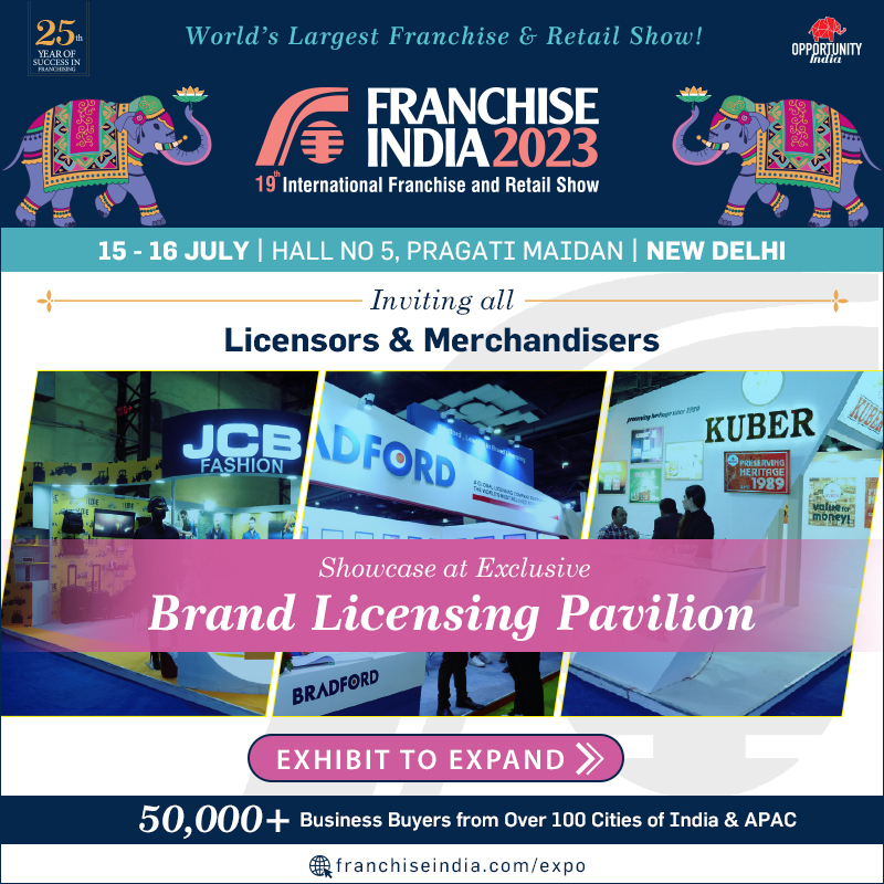 Unlock the Power of Licensing and Merchandising at Franchise India 2023 and Connect with Leading Licensors and Merchandisers!

Date: July 15-16, Hall No. 5 Pragati Maidan, New Delhi

Link: lnkd.in/dz4BSb6P

#FranchiseIndiaExpo2023 #FI2023 #Franchise #Buyer #Investors