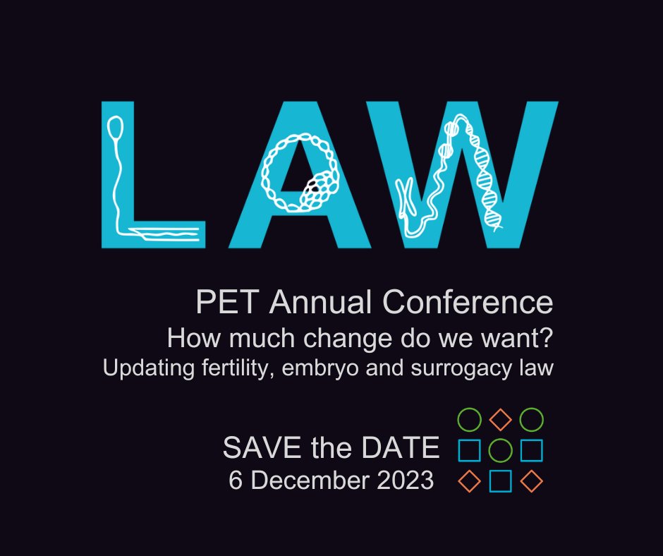 Save the date - it’s the PET Annual Conference
First in-person only event for several years, this promises to be an outstanding event. More details soon.

#embryologist #surrogacy #surrogacylaw #donorconception #fertility #fertilitylaw #fertilitylawyers #fertilitylawgroup