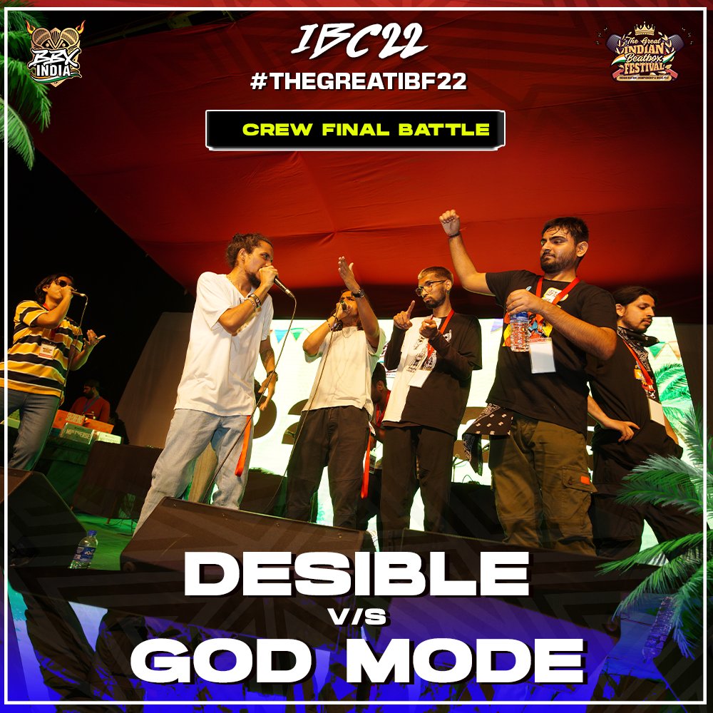 DESIBLE VS GOD MODE | Crew FINAL Battle | Indian Beatbox Championship 2022 #IBC2022 #TheGreatIBF22 

Join the YouTube Premiere on BBXINDIA - Beatbox India at 8:00 pm IST👇🏻  
youtube.com/@bbxindiaoffic… 

#BeatboxIndia #WeSpeakMusic #Beatbox