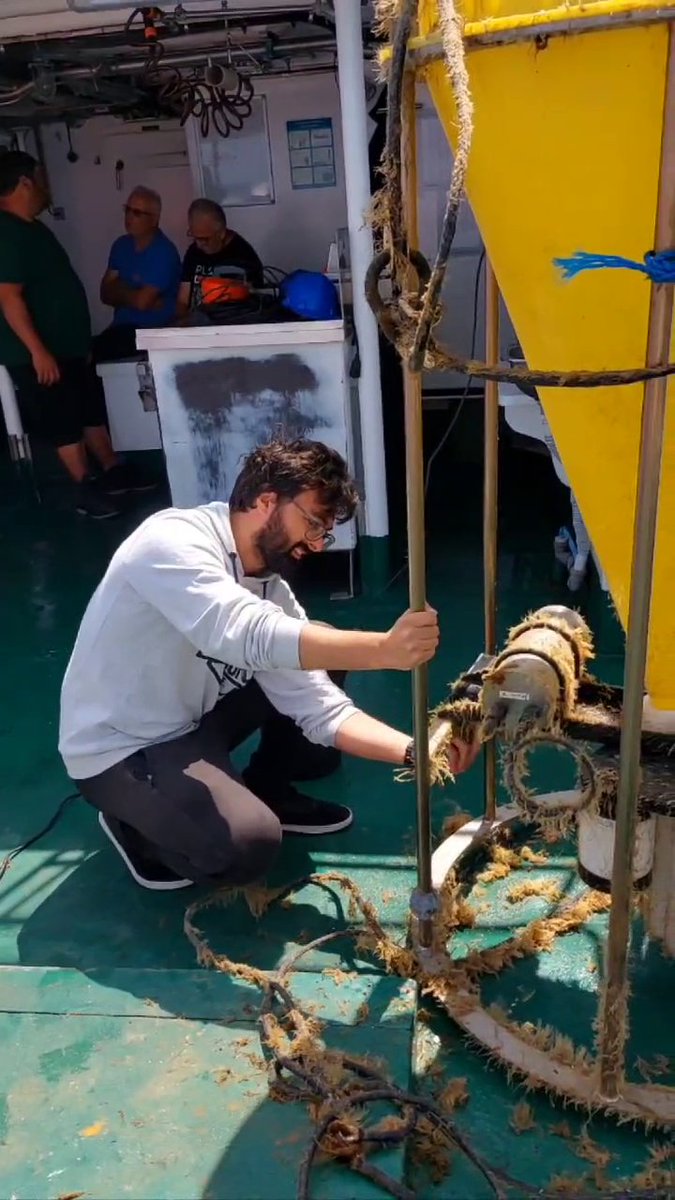 One year later we recovered the sediment trap! During the past year this equipment collected sinking particles reaching the #deepsea, and potentially it will help us to quantify the #microplastics entering the deep sea. Can't wait to see the results!