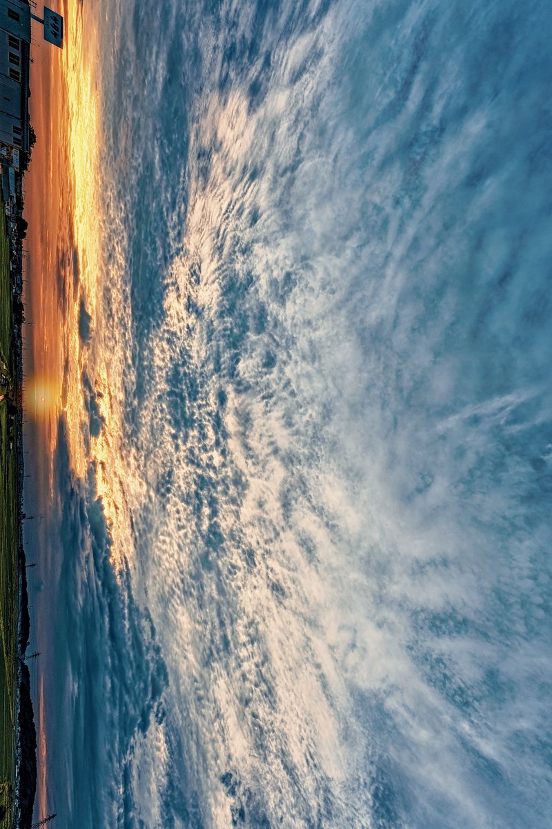 雨上がりの夕暮れ空に夕陽が顔を出して (*'▽'*)辺りを染めて素敵すぎる光景を作っているにゃあ♪