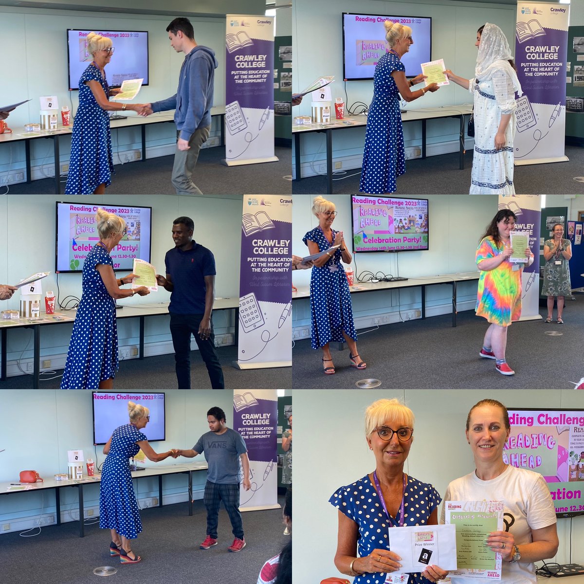 Our Reading Challenge celebration, at the Crawley Library, was a heart-warming event with over 60 ESOL and Foundation students collecting certificates and prizes. Congratulations to all who read six texts, we're very proud of you! 📚 🎖️ #MadeAtCrawley