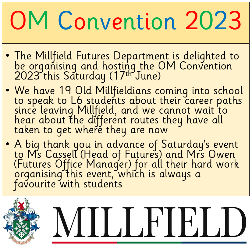Millfield Futures (@millfieldfuture) on Twitter photo ⭐️The ever-popular OM Convention is taking place for Lower Sixth students this Saturday. To read more about this year's OM speakers, please follow this link: bit.ly/3NtPAaZ⭐️ <a href="/MillfieldSenior/">Millfield School</a> <a href="/omsociety/">OM Society</a> ⭐️The ever-popular OM Convention is taking place for Lower Sixth students this Saturday. To read more about this year's OM speakers, please follow this link: bit.ly/3NtPAaZ⭐️ <a href="/MillfieldSenior/">Millfield School</a> <a href="/omsociety/">OM Society</a>