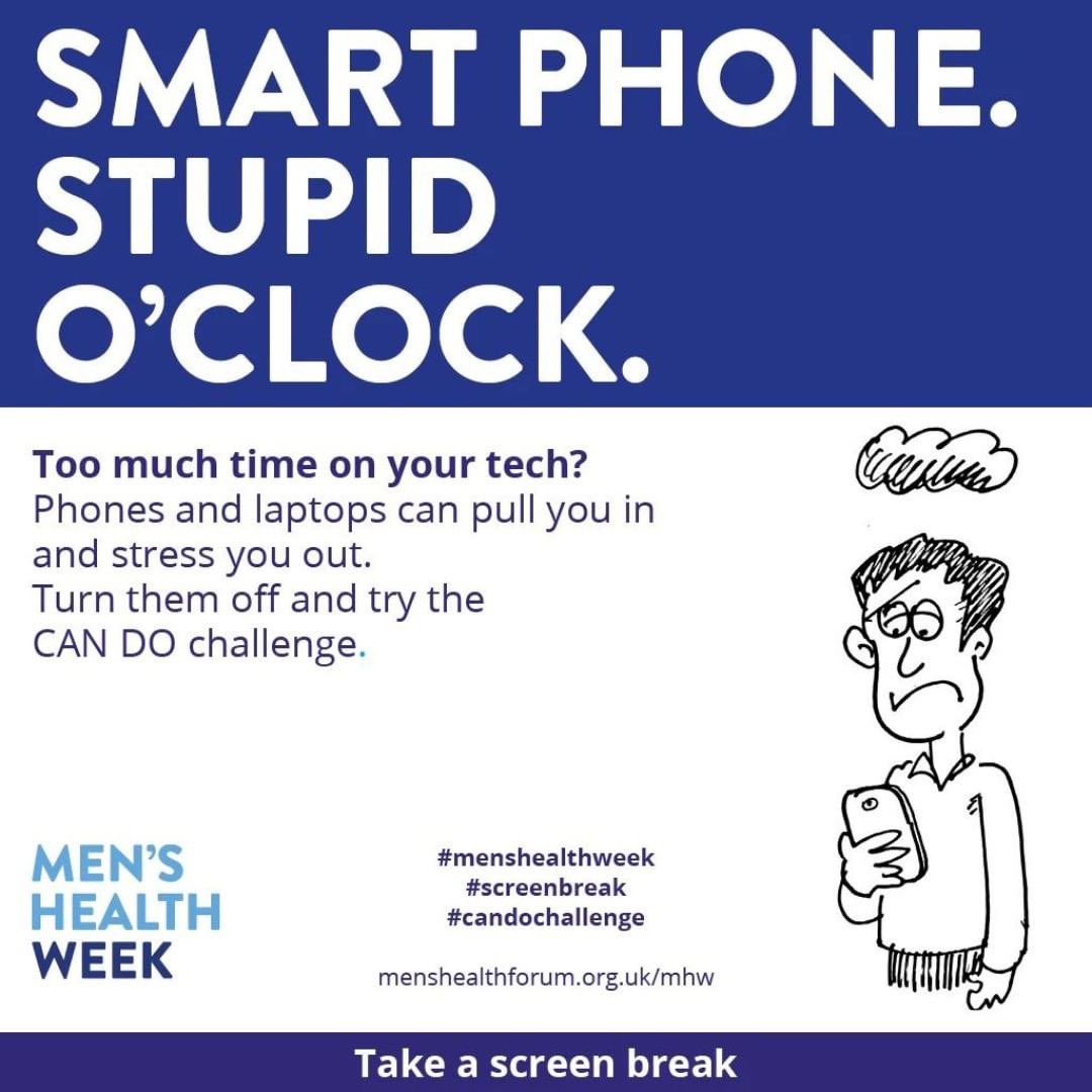 HealthyShetland's tweet photo. This week is Men's Health Week 2023 and we are exploring how the internet can be damaging to our wellbeing.
Check out our blog post today by James McConnachie, Business Continuity & Resilience Officer!
https://t.co/itI5G7w5eT
#candochallenge #menshealthweek #switchoff https://t.co/SuBveYpCuE
