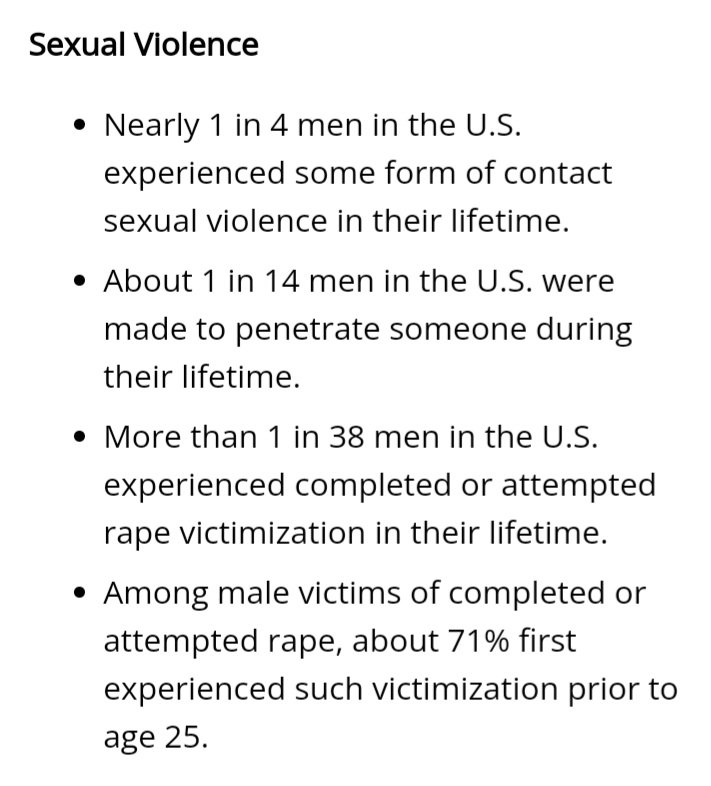 FemCondition's tweet photo. End the myths that prevent male victims of violence and sexual violence from receiving aid.
Please share these statistics.
#HelpHimToo
Per the CDC: https://t.co/xHRKLSGyAa