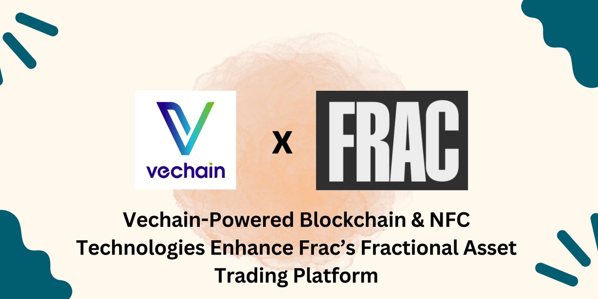 Vechain's blockchain tools are being used to power Frac, a fractional asset trading platform that uses #NFTs to fractionalise and trade high-value premium assets as fungible tokens.

By combining Frac's proprietary platform with #vechain-powered NFC chips and solutions, Frac…