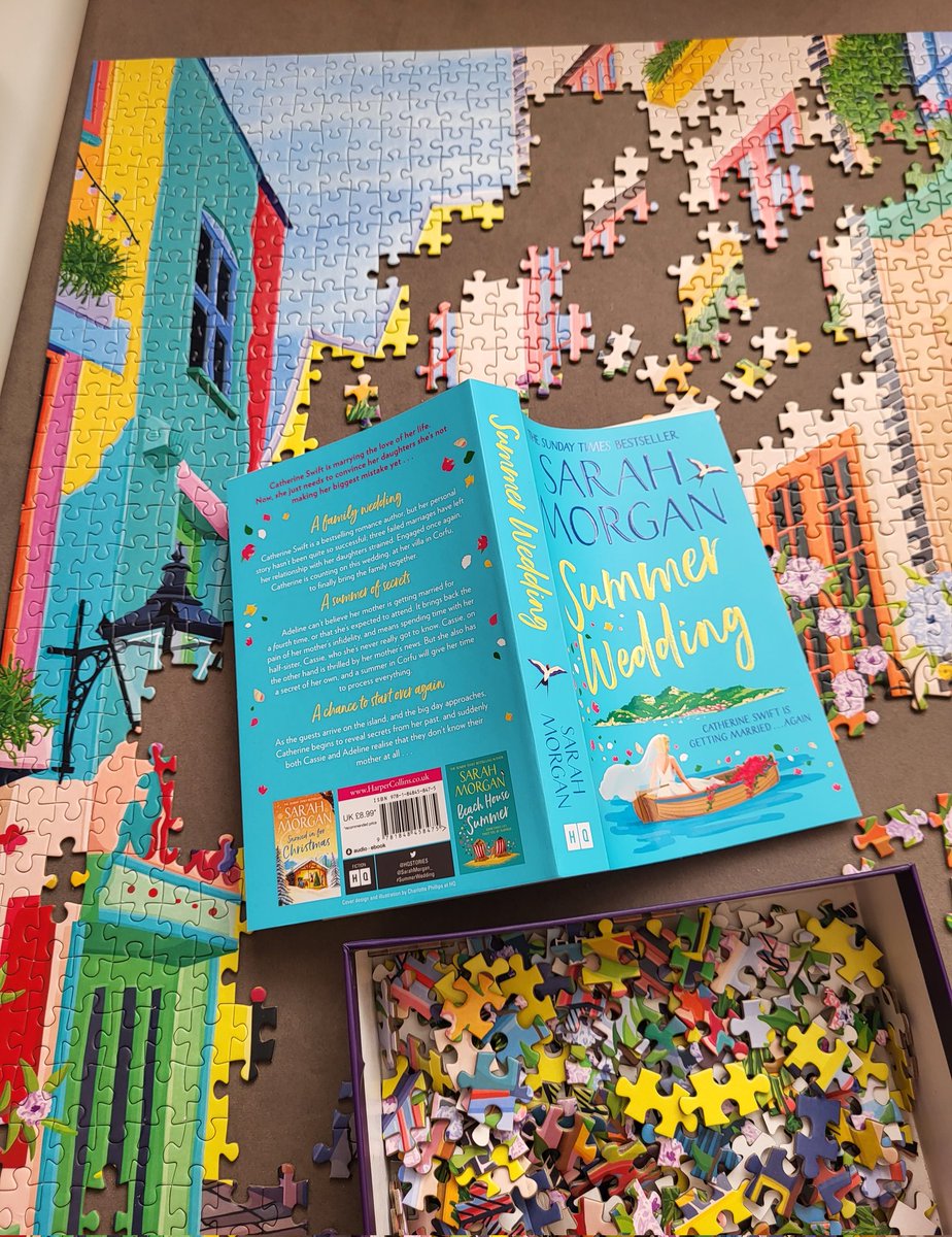 Keeping sunsafe and cool indoors (well as cool as can be 🥵) with colourful puzzles and summer reads ☀️🛶🌸

No surprise that I'm already loving #SummerWedding by @SarahMorgan_ 🩵